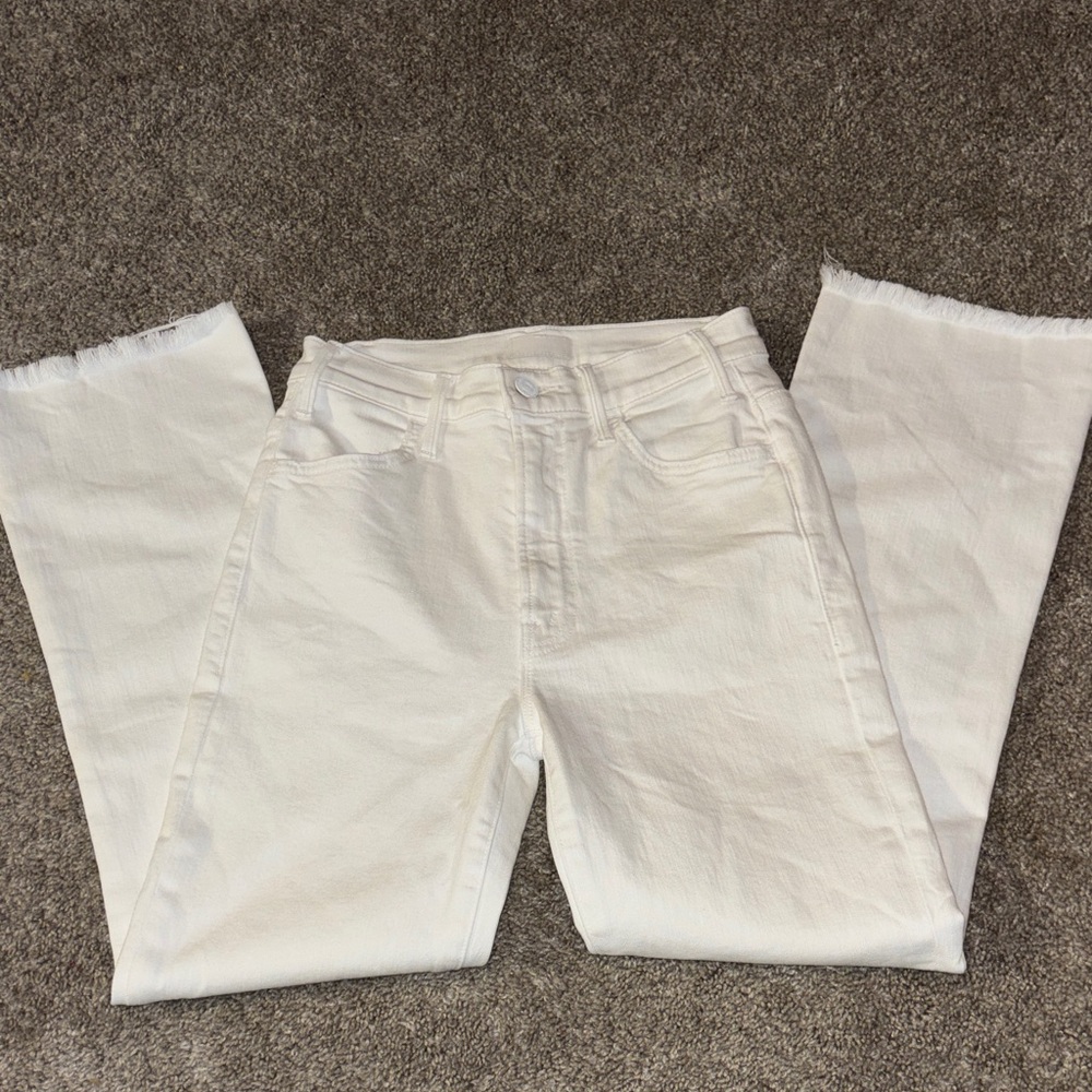 MOTHER White Ankle Cropped Jeans
